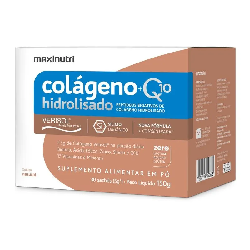 Colágeno Verisol Sachês 30X5G Sabor Natural + Q10 Maxinutri