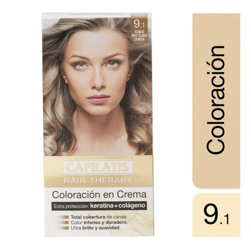 Kit Coloración Permanente Hair Therapy 9.1 Rubio Muy Claro Ceniza