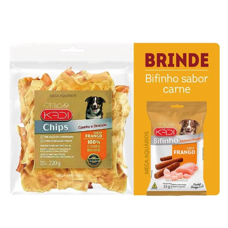 Chips Mordedor Osso Petisco Natural Cão Kadi Frango +