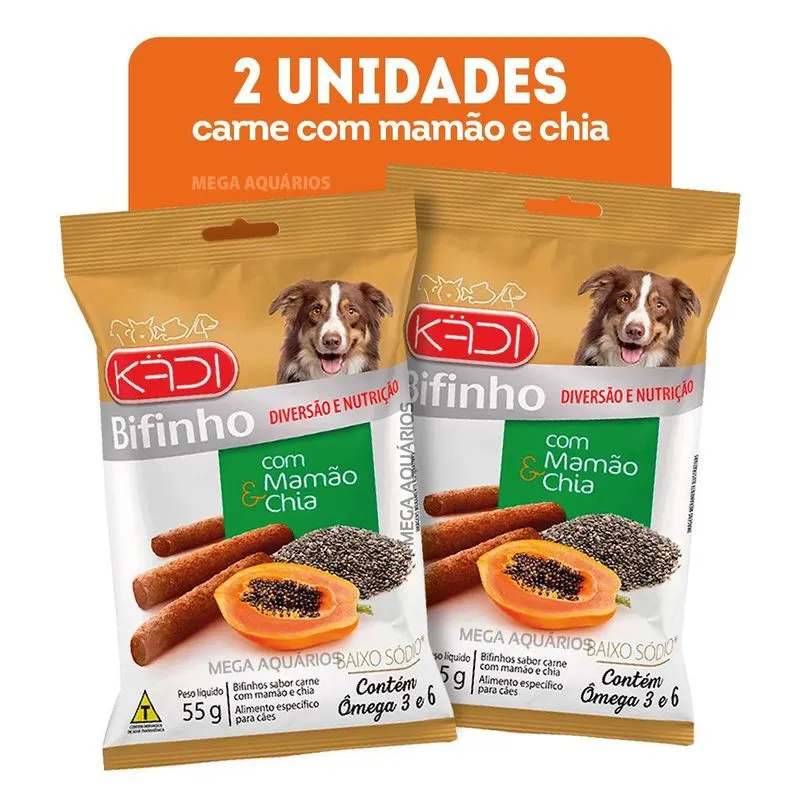 Petisco Bifinho Snack Carne Mamão E Chia Kadi Kit Com 2uni