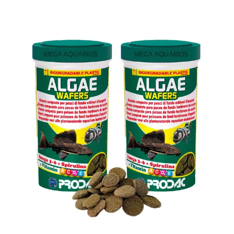 Ração Peixe Fundo Herbívoros Prodac Algae Wafers 100g Kit