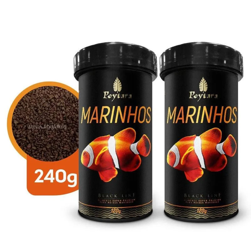 Ração Peixes Aquário Poytara Marinhos Pequenos Kit 240G