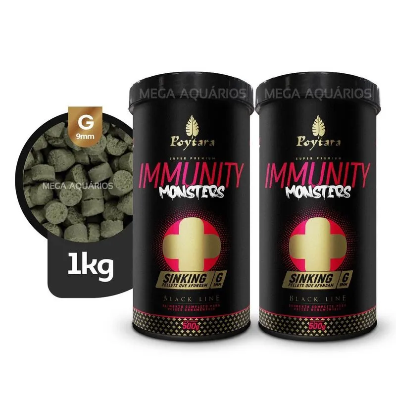 Ração Peixe Grande Poytara Immunity Monsters Sinking G 1Kg