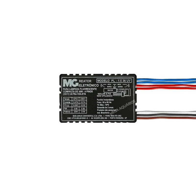 Reator Margirius 36W Lâmpada Uv Tubular Fluorescente 4 Pinos