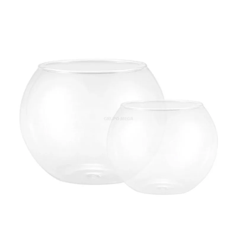 Vaso Aquário De Vidro Redondo P E M - Grupo Mega