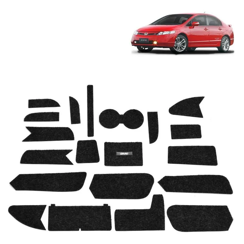 Kit Forro Carpete Anti Ruído Porta Objeto Copo Civic 2008