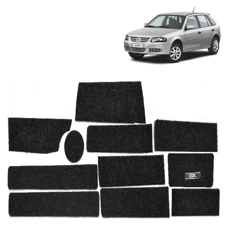 Kit Forro Carpete Anti Ruído Porta Objeto Copo Gol 2004