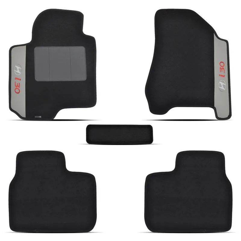 Tapete De Carpete 8 Mm 5 Peças Preto Hitto I30 2009 2010