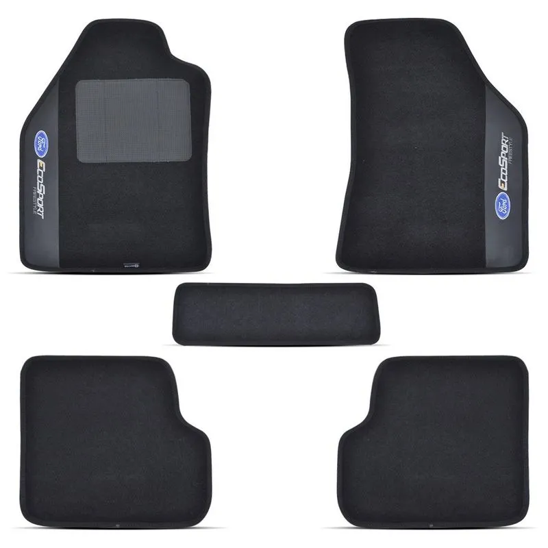 Tapete De Carpete 8mm 5 Peças Preto Hitto Ecosport 2003 2004