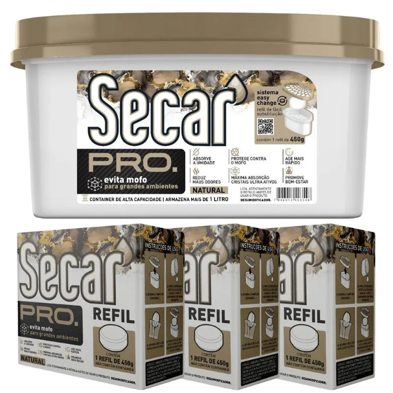Anti Mofo Reutilizável Container Pro 450g Com 3 Refil Extra