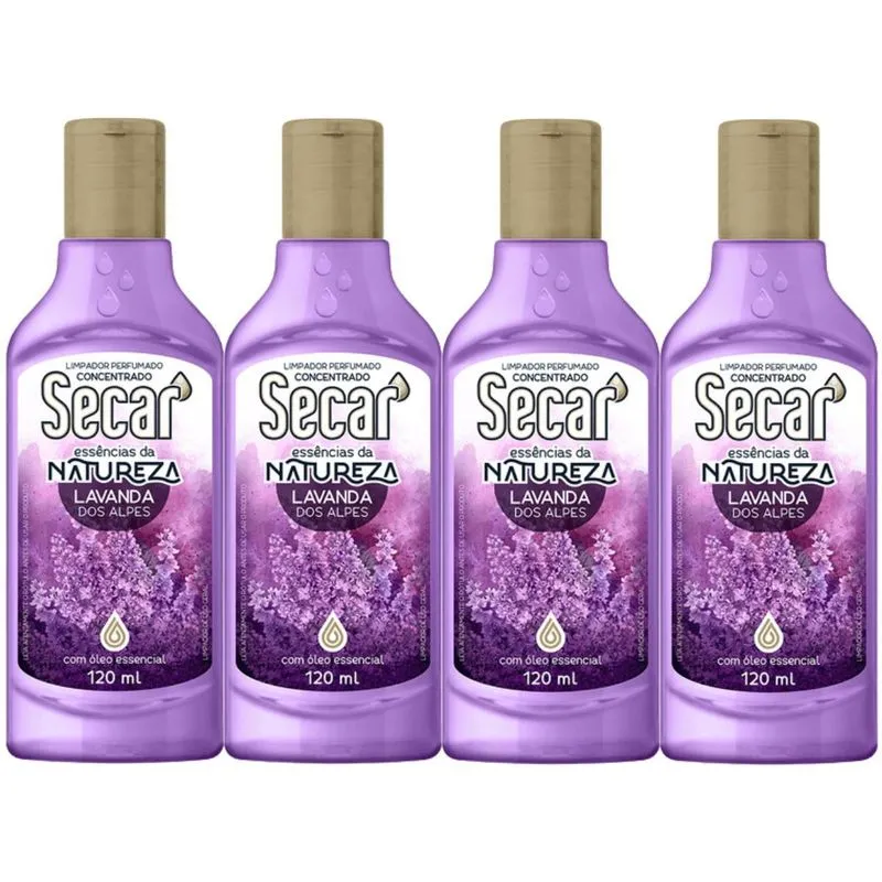 4 Limpador Perfumado Concentrado Fragrâncias 120ml Secar