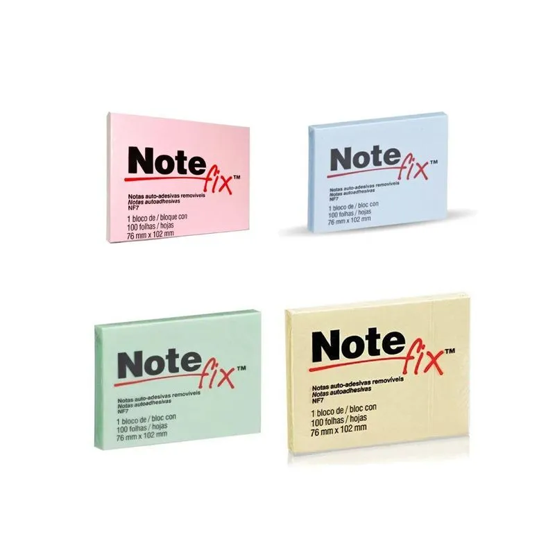 Kit Note Fix 4 Cores Variadas 76mmx102mm Bloco Auto Adesivo