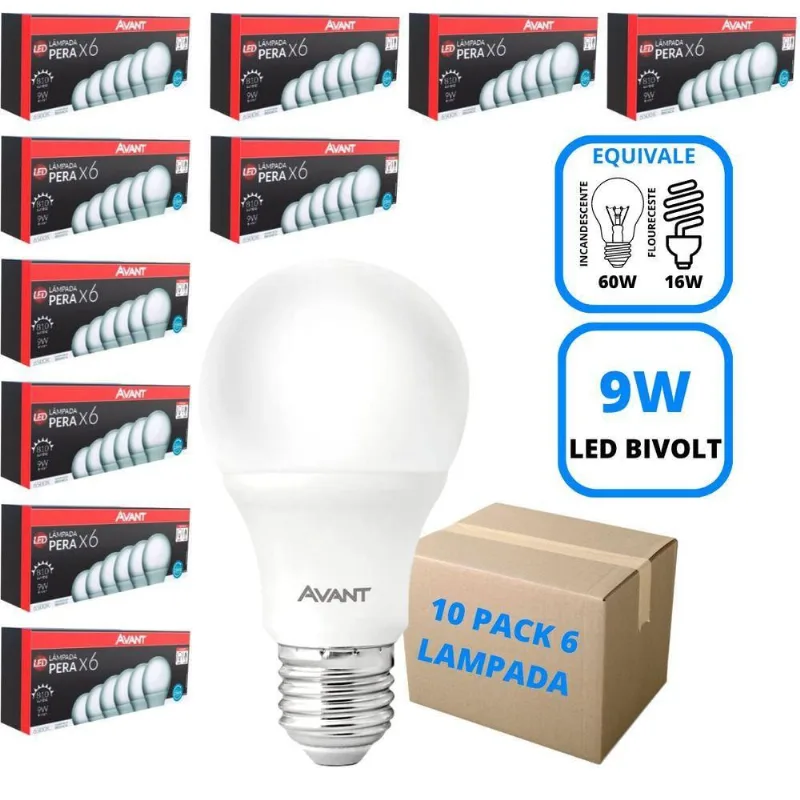 Kit 10 Pack 6 Lâmpada Pera Led 9W 6500K E27 Mk803-D