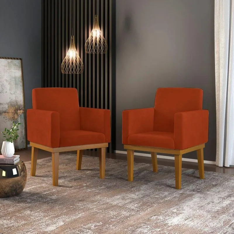 Kit 2 Poltrona Decorativa Reforçada Esteticista terracota