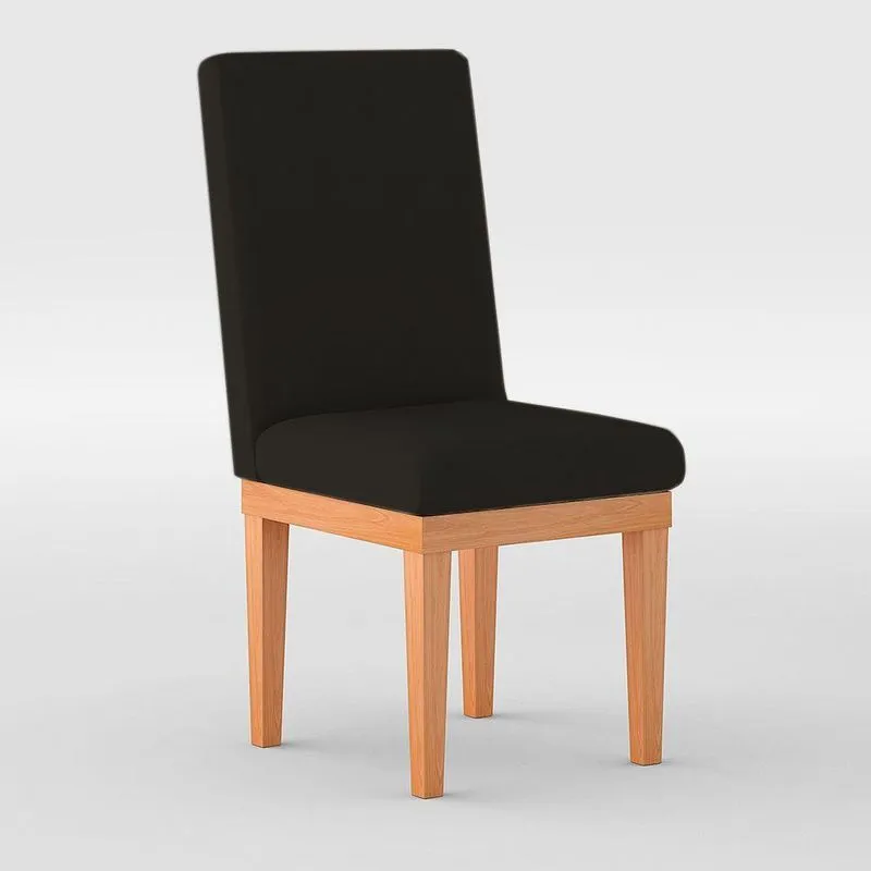Cadeiras Estofada Com Base Suede Sala De Jantar Preto