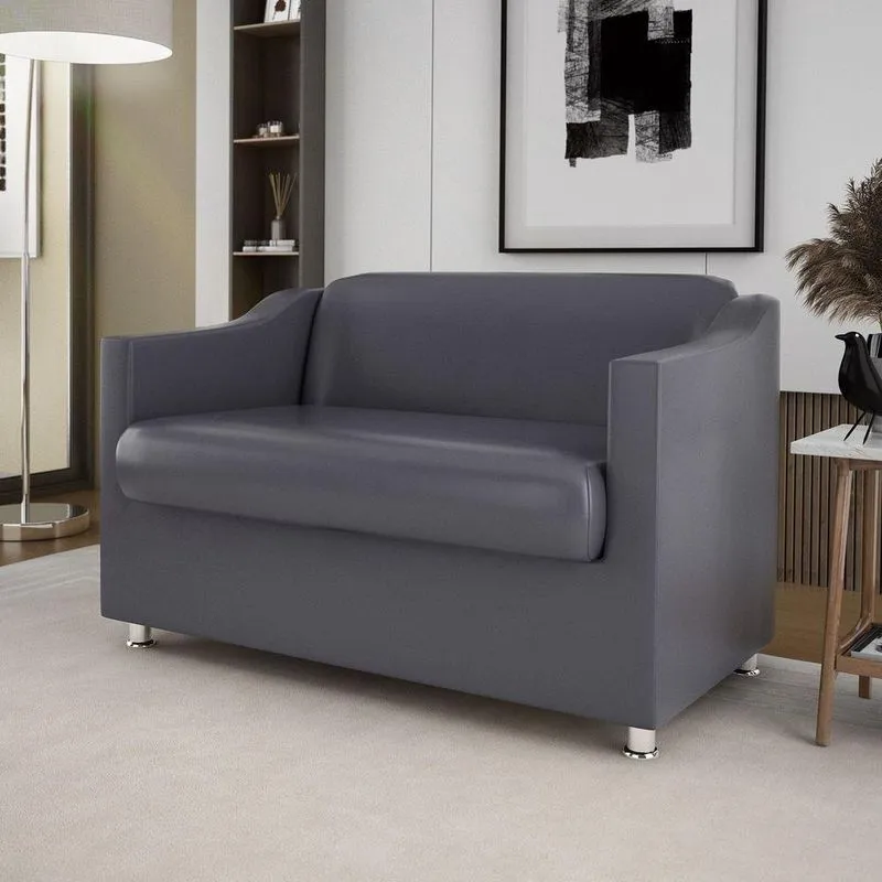 Sofá 2 Lugares Luxo Confortável Sala De Espera Cinza