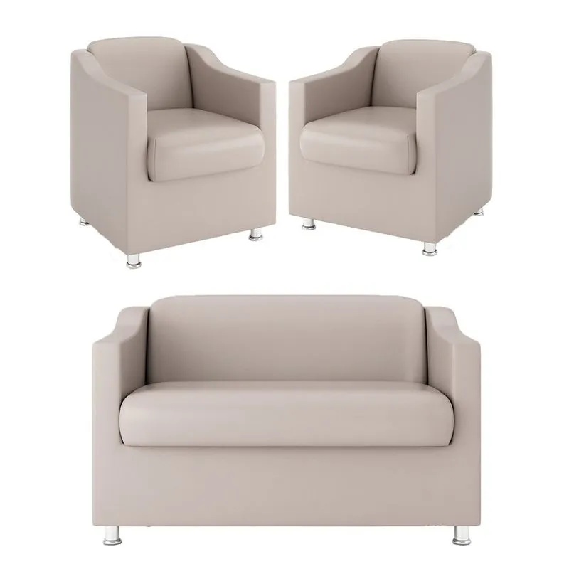 Kit Namoradeira Tilla + 2 Poltronas para Sala Balaqui Decor