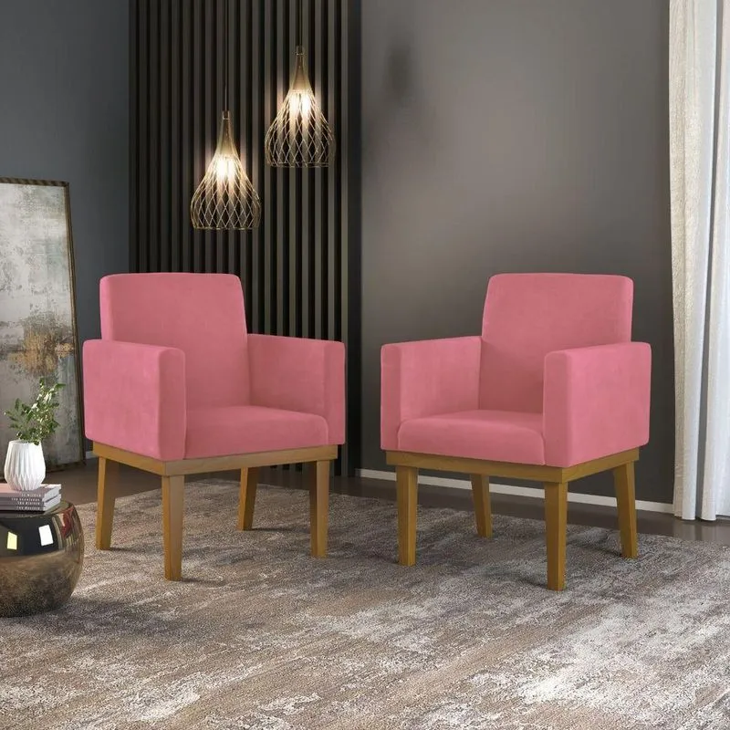 Kit 02 Poltronas Decorativa Reforçada rosa