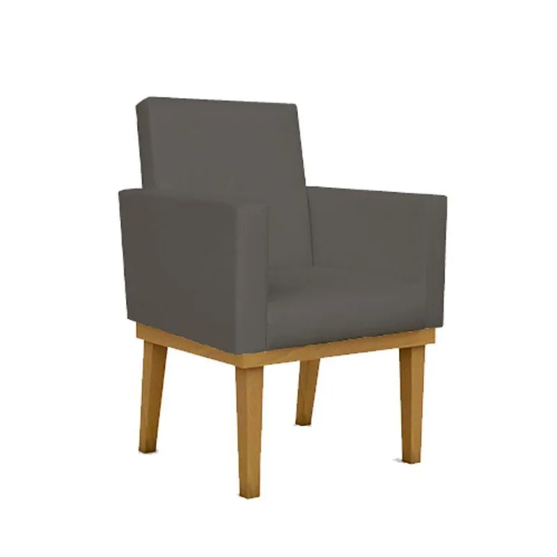 Poltrona Decorativa Base + Reforçada Oferta Tecido Courino Cor:courino Cinza