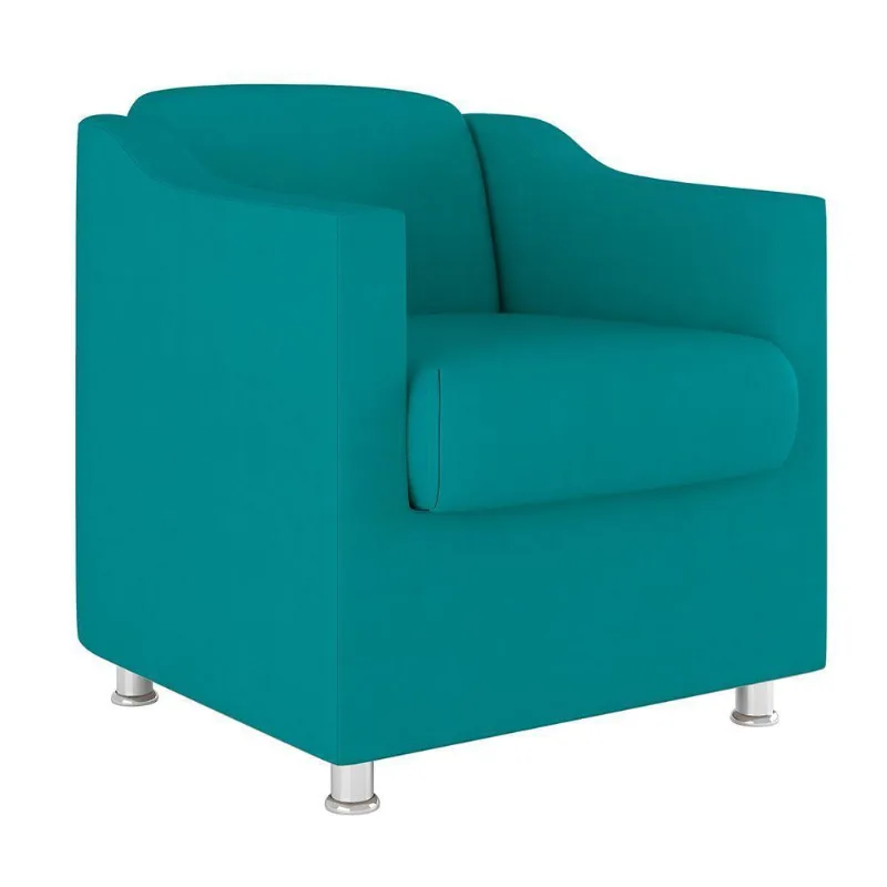 Cadeira Poltrona Decorativa Recepção Hospital Tecido Suede Cor:Azul Turquesa
