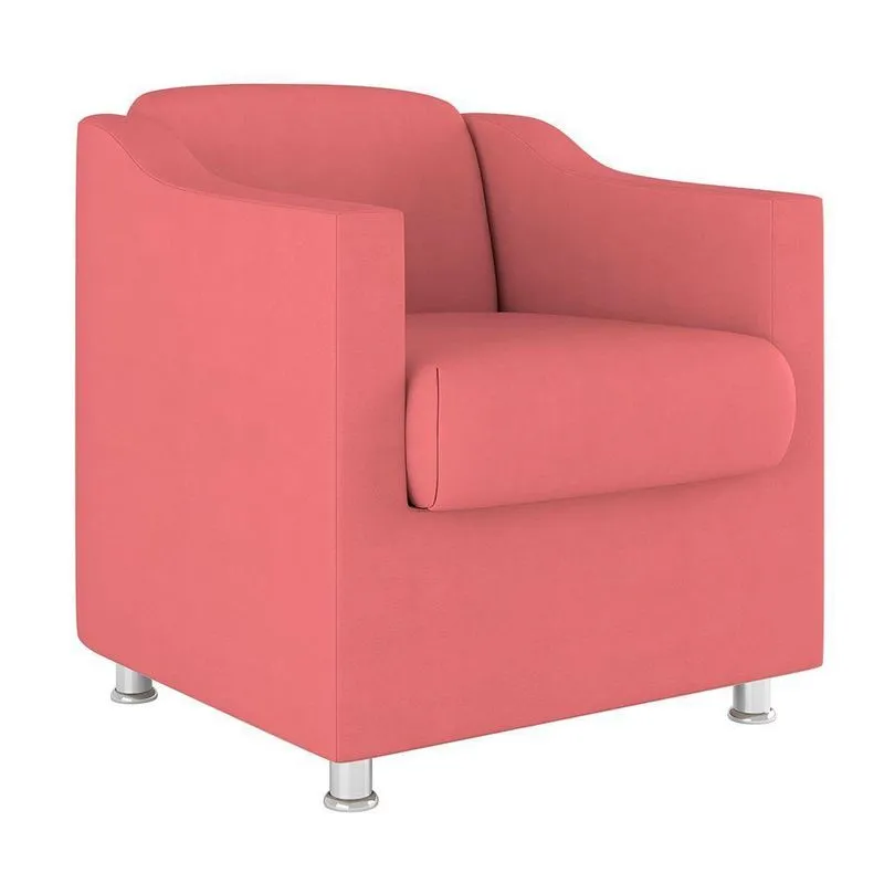 Cadeira Poltrona Decorativa Recepção Hospital Suede Cor: Rosa