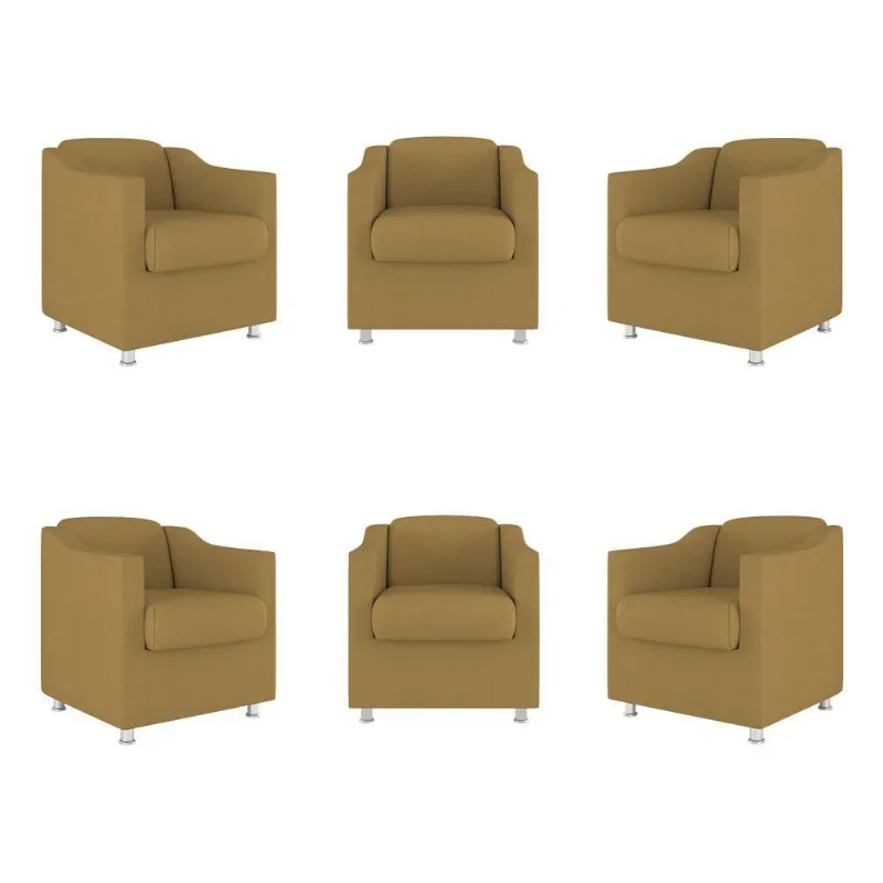 Kit 06 Poltronas Sala De Espera Clinica Suede Balaqui Decor Cor:capuccino