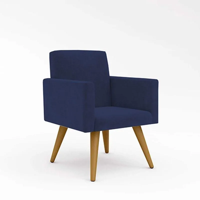 Kit 02 Poltronas Decorativa Cadeira Escritório Balaqui Decor Cor: azul-marinho
