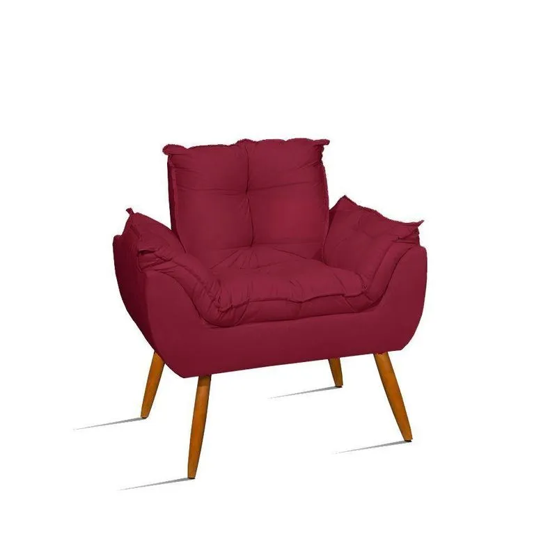 Poltrona Decorativa Opala Reforçada Amamentação Tecido Suede Cor: marsala