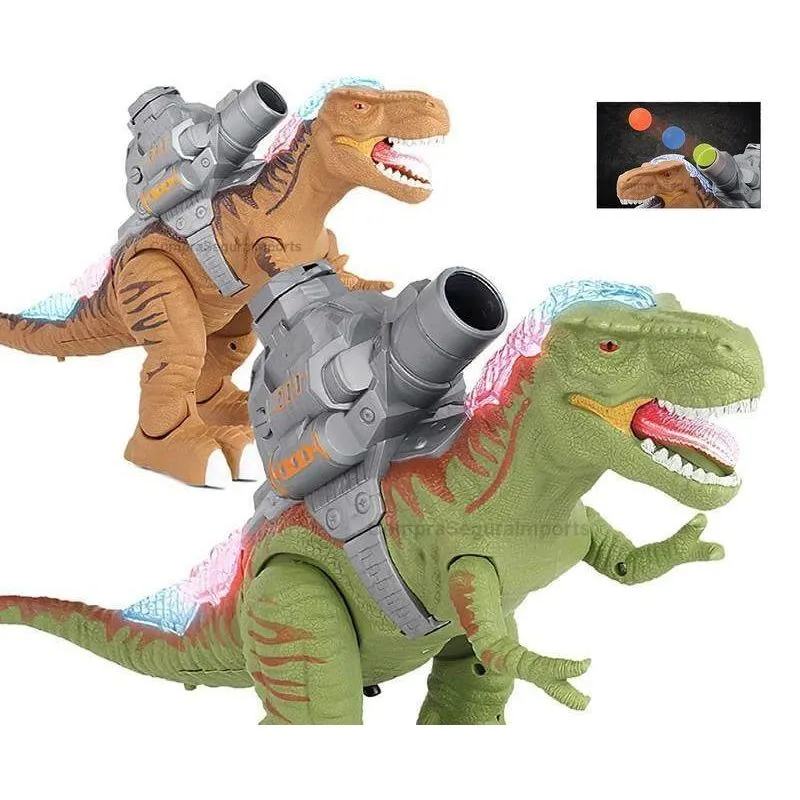 Dinossauro De Brinquedo T Rex Lança Bola Som Luz Movimento