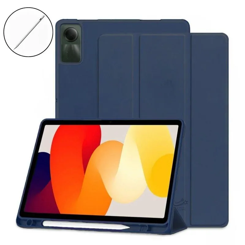 Kit Case+pencil Stylus Compatível Redmi Se 11 Azul Marinho