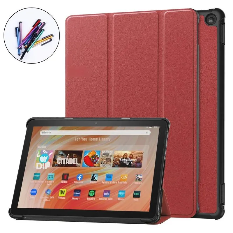 Kit Case Couro + Caneta Para Tablet Amazon Fire Hd 10 13º