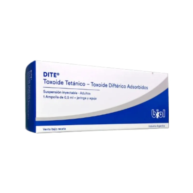 Dite (Ex Vacuna Doble Adultos Biol) Toxoide Tetánico + Dift‚Rico x 1 Ampolla x 0.5 ml c/Jeringa + Aguja