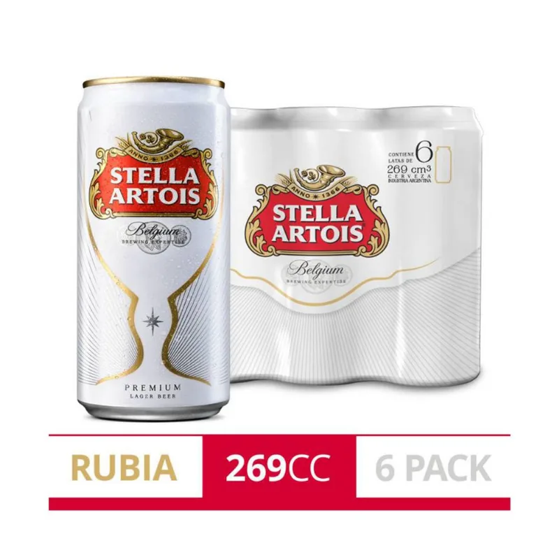 Cerveza blanca Stella Artois en lata x6 269 cc.