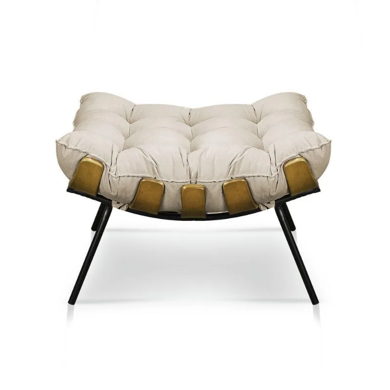 Puff Decorativo Costela Sala E Escritório Suede Nude