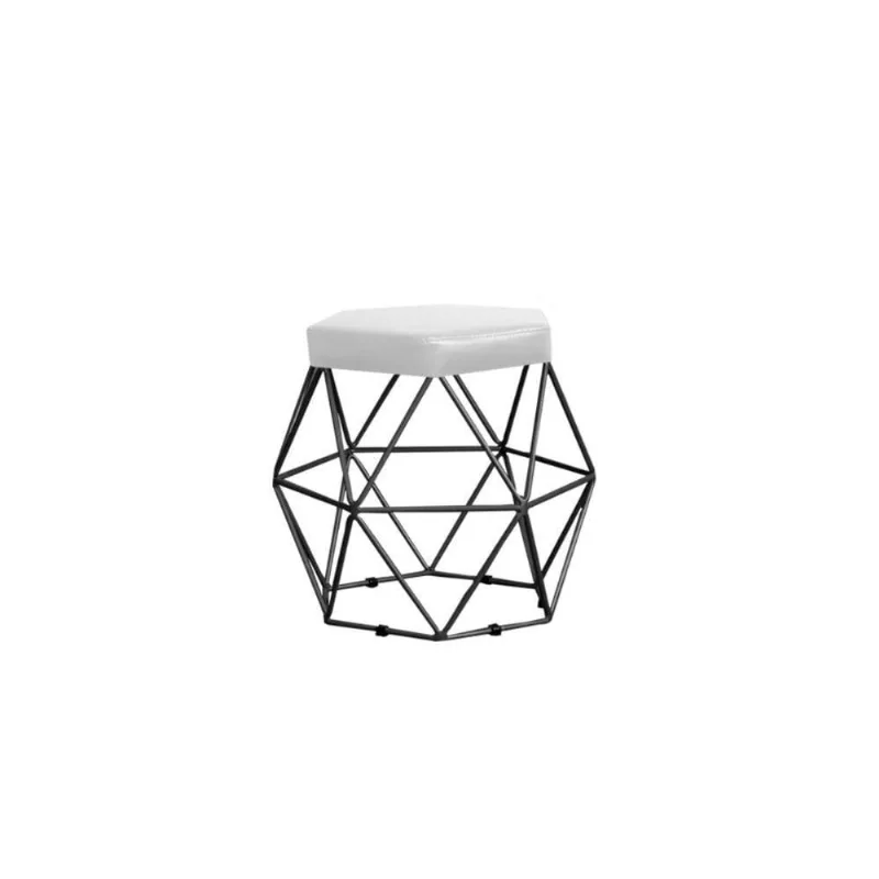 Puff Decorativo Estofado Onix Com Armação Preto Para Sala