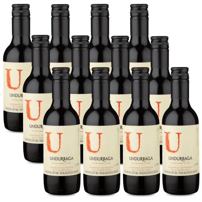 Kit 12 Un. Mini Vinho Undurraga U Cabernet Sauvignon 187ml
