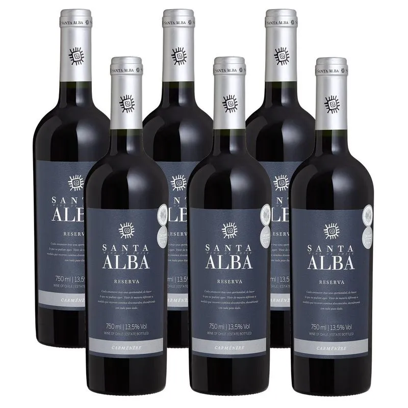 Kit 06 Un. Vinho Chileno Santa Alba Reserva Carménère 750ml