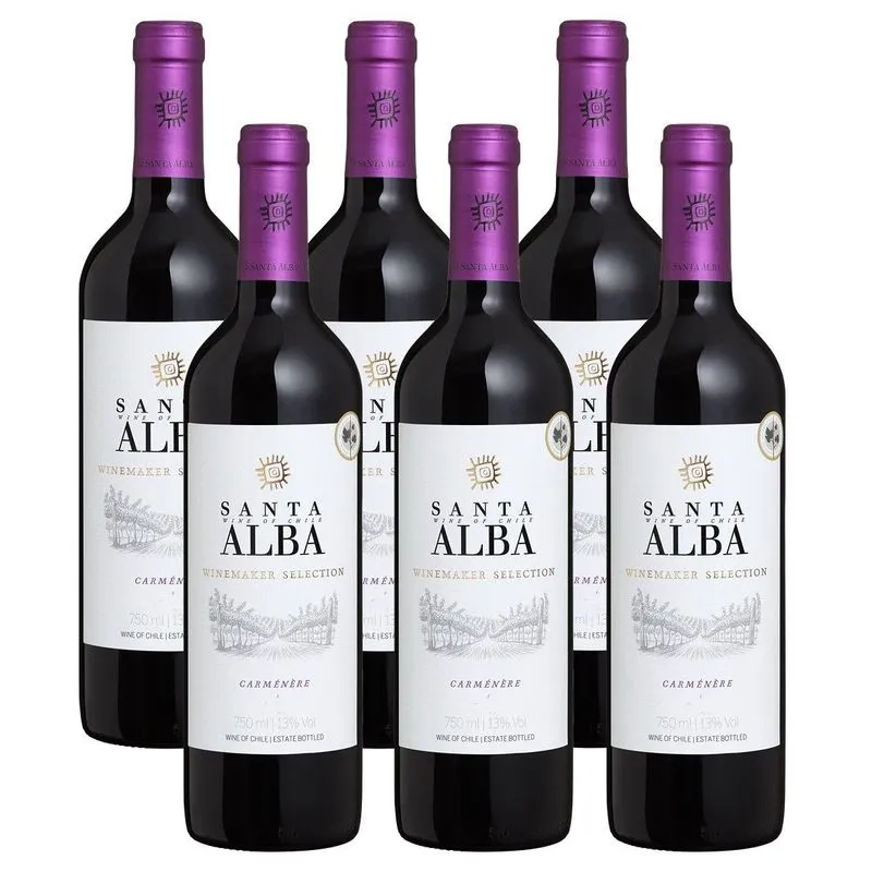 Kit 06 Un. Vinho Chileno Tinto Santa Alba Carménère 750ml