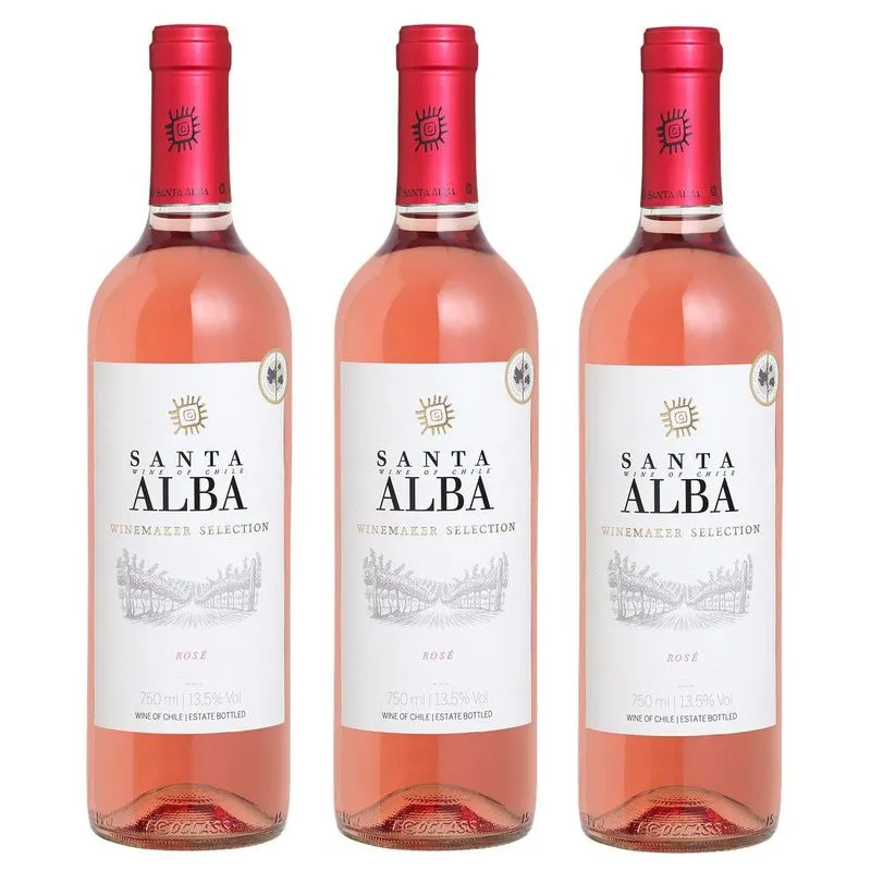 Kit 03 Unidades Vinho Chileno Rosé Seco Santa Alba 750ml