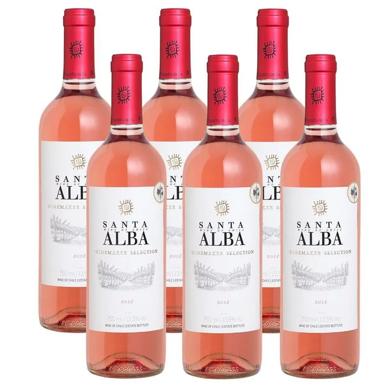 Kit 06 Unidades Vinho Chileno Rosé Seco Santa Alba 750ml