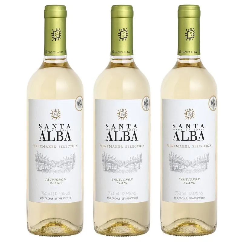 Kit 03 Un. Vinho Branco Santa Alba Sauvignon Blanc 750ml