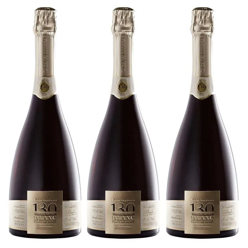 Kit 03 Un. Espumante Casa Valduga 130 Blanc De Blanc Brut