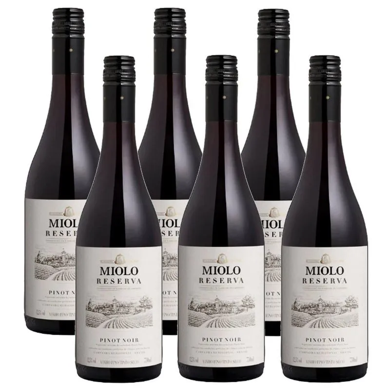 Kit 06 Un. Vinho Tinto Seco Miolo Reserva Pinot Noir 750ml