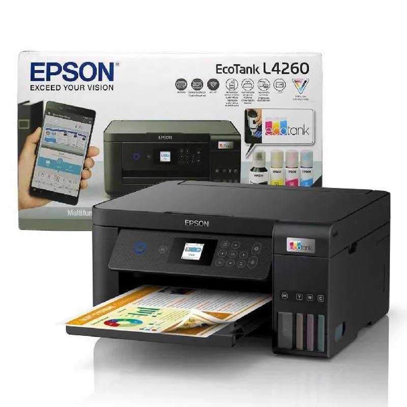 Impressora Multifuncional 3 Em 1 Ecotank Epson L4260, Usb