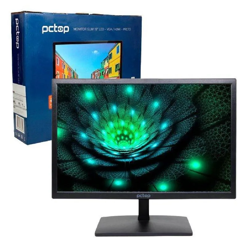 Monitor Led Pctop 19 Polegadas, Wide, Resolução 1440x900