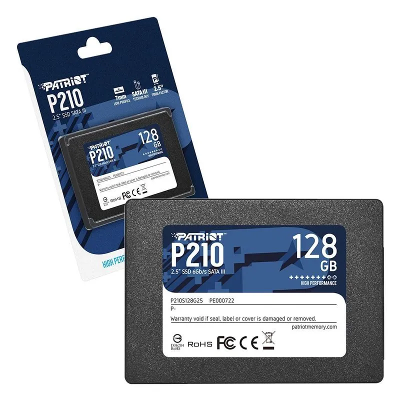 Hd Ssd 128gb Patriot P210, 2.5 Sata Iii 6gb/s, Leitura 450