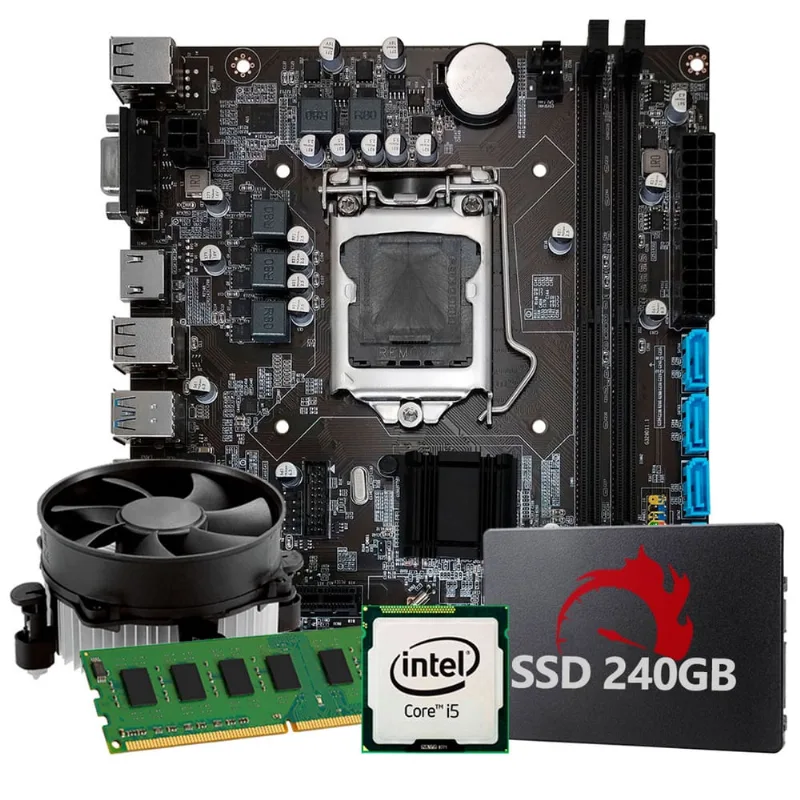 Kit Upgrade Intel Core I5 7ª Geração, 8GB ram, ssd 240GB, Conexões usb/vga/hdmi/lan/som