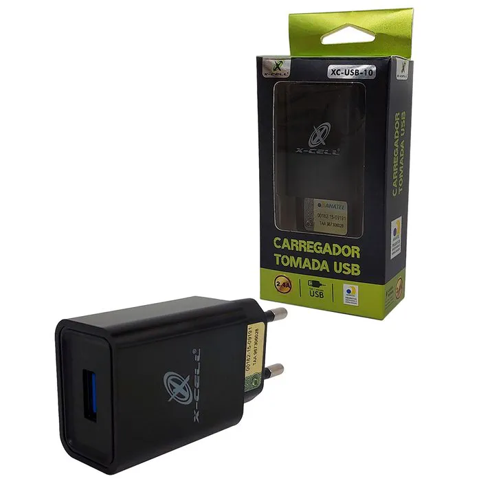 Carregador USB X-Cell, Bivolt, Preto - XC-USB10 - Primex - Distribuição de Produtos de Tecnologia para Empresas