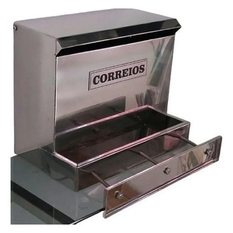 Caixa De Inox Para Grade Vertical Com Suporte Frontal