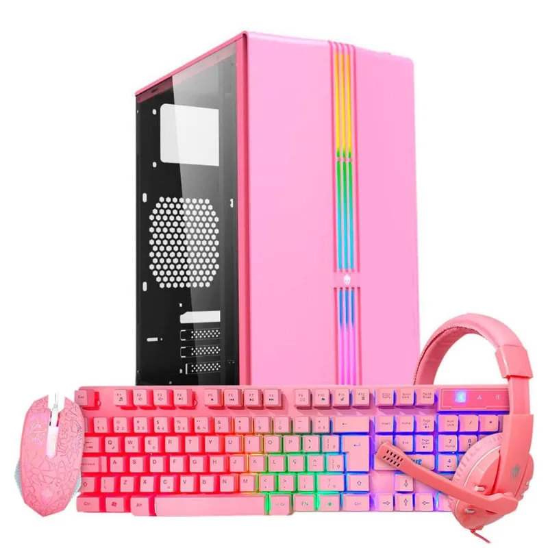 Computador Gamer Rosa, Intel I5 4º Ger, 8Gb, Ssd 240Gb, +